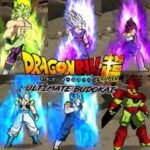 Dragon Ball Super Ultimate Budokai character montage featuring Goku, Vegeta, Jiren, and Whis in action.