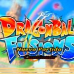 Start screen of Dragon Ball Fusions game with colorful logo and 'Nueva Partida' option highlighted.